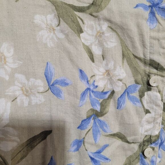 Liz Claiborne Floral Blouse - Blue and White All Linen - Picture 3 of 6